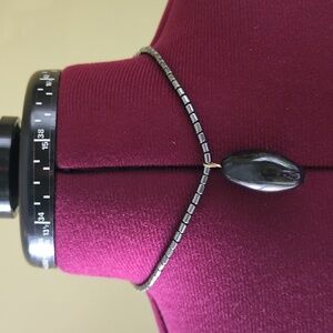 Large natural Hematite pendant necklace